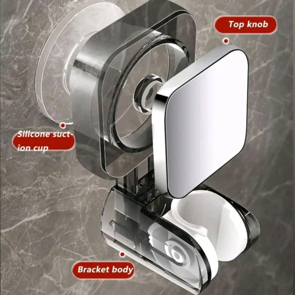 3/$15 - 1 Suction Cup Showerhead Holder, Transparent & Silver